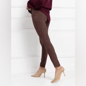 NWT Nygard Luxe Slims Faux Suede Leggings Chocolate Brown Sculpting SIZE M
